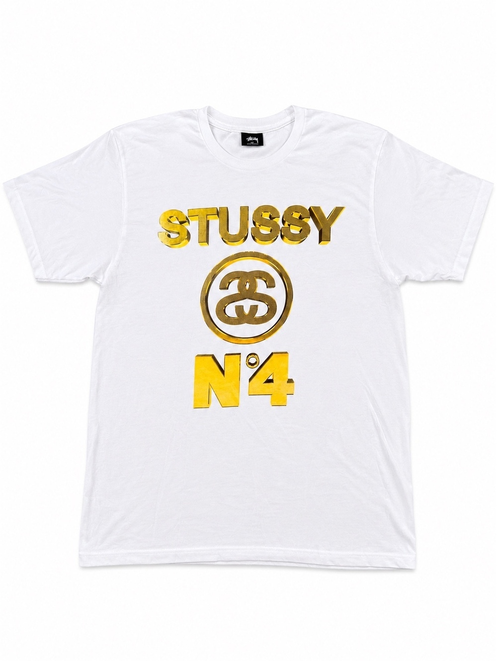 Stussy No.4 Gold Logo Tee White Medium NWO